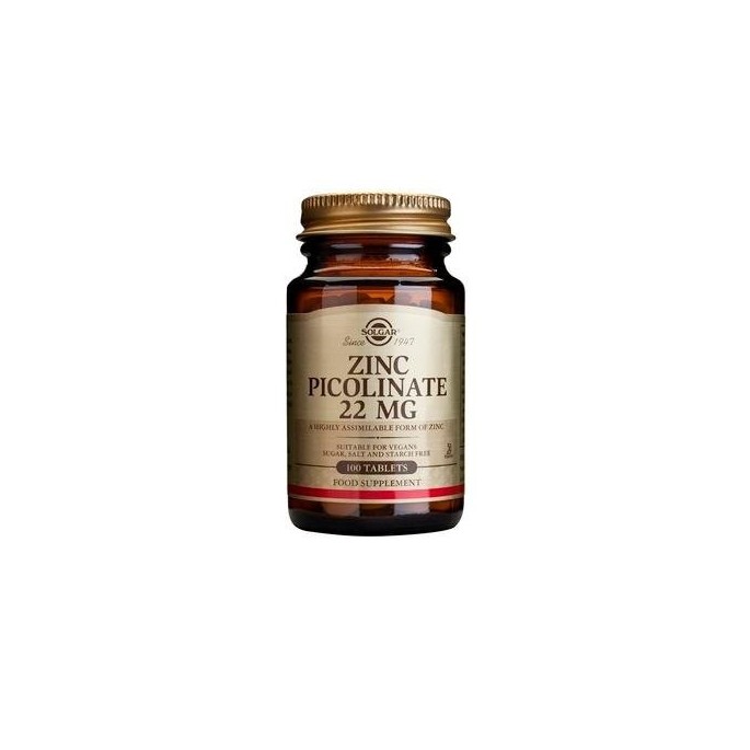 SOLGAR ZINC PICOLINATE 22mg 100 tabs