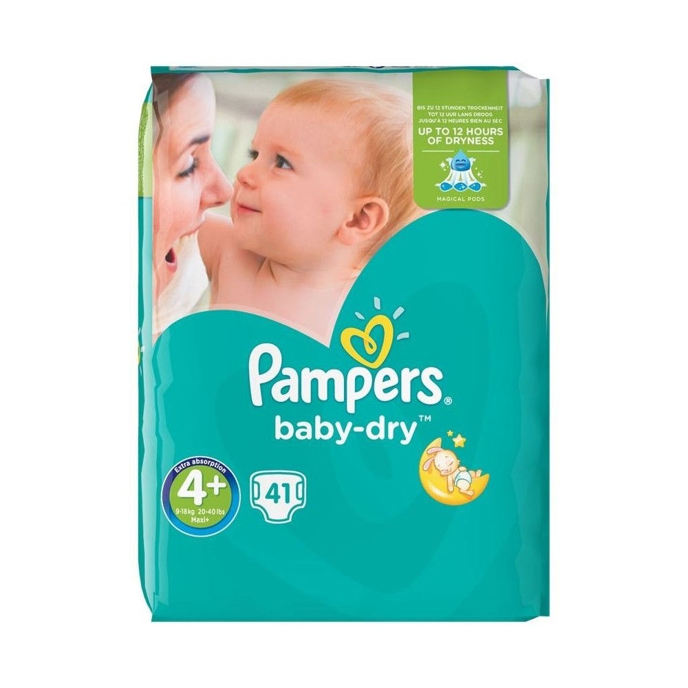 Pampers Baby Dry Maxi Plus No. 4 + (9-20 kg), 41 τμχ