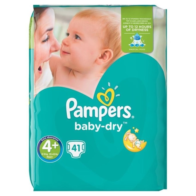 Pampers Baby Dry Maxi Plus No. 4 + (9-20 kg), 41 pcs