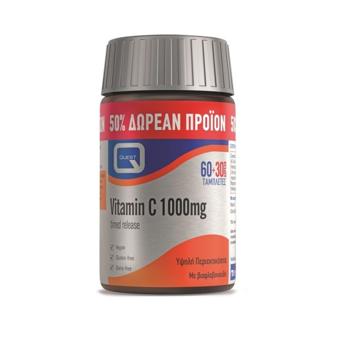 QUEST Vitamin C 1000mg Timed Release 60 tabs + 30 tabs