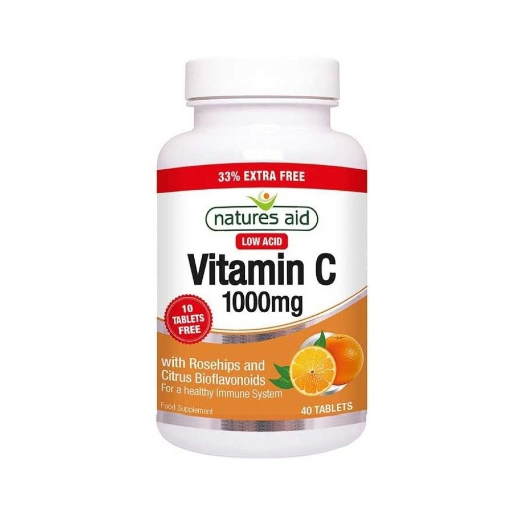 NATURES AID Vitamin C 1000mg Low Acid - 40 tabs