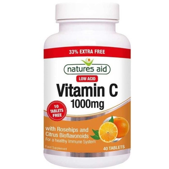 NATURES AID Vitamin C 1000mg Low Acid - 40 tabs