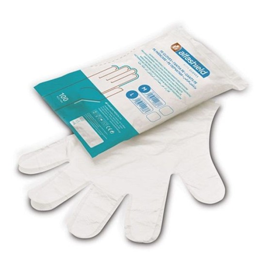 Alfashield Alfa Gloves, Non-Sterile High Density Polyethylene Gloves 100pcs Medium