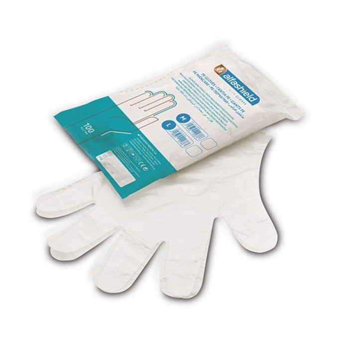 Alfashield Alfa Gloves, Non-Sterile High Density Polyethylene Gloves 100pcs Medium