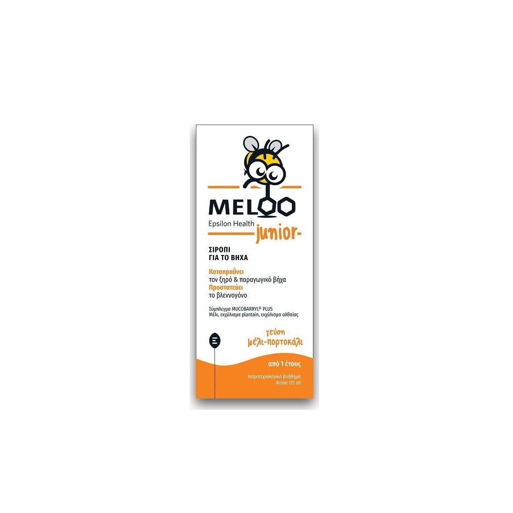 Epsilon Health Meloo Junior Honey & Orange Syrup for Dry & Productive Cough (from 1 Year) 175ml