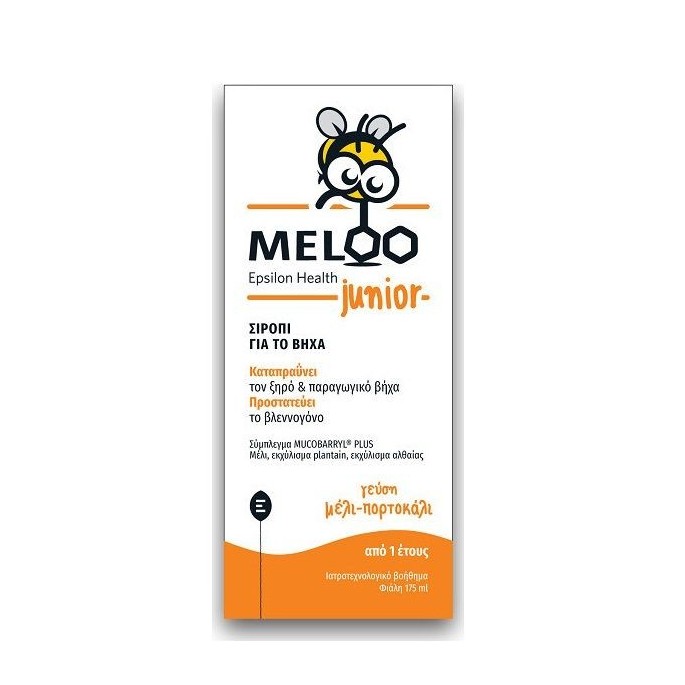Epsilon Health Meloo Junior Honey & Orange Syrup for Dry & Productive Cough (from 1 Year) 175ml