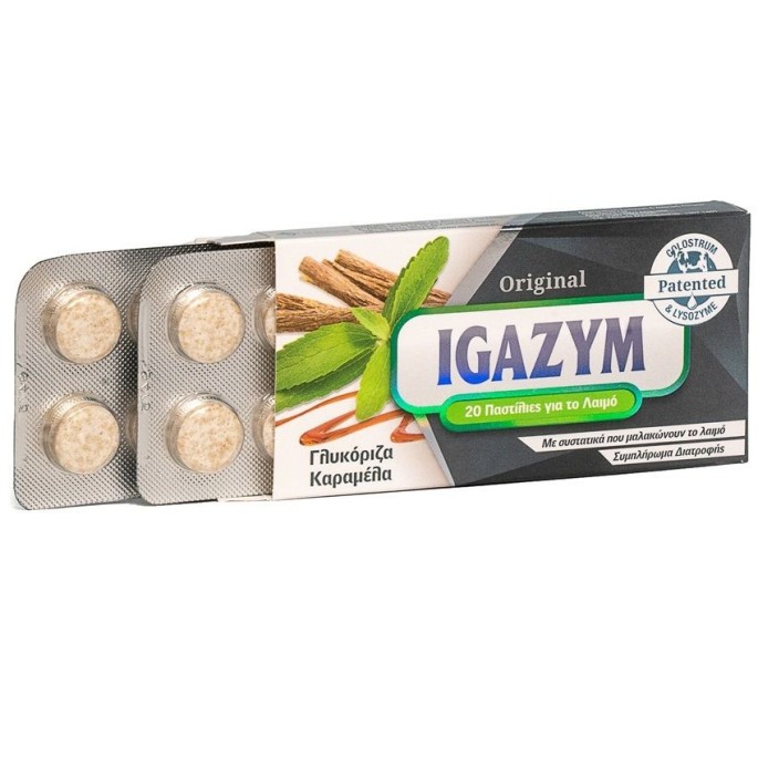 IGAZYM Lozenges with ingredients and colostrum that soften the neck 20pcs