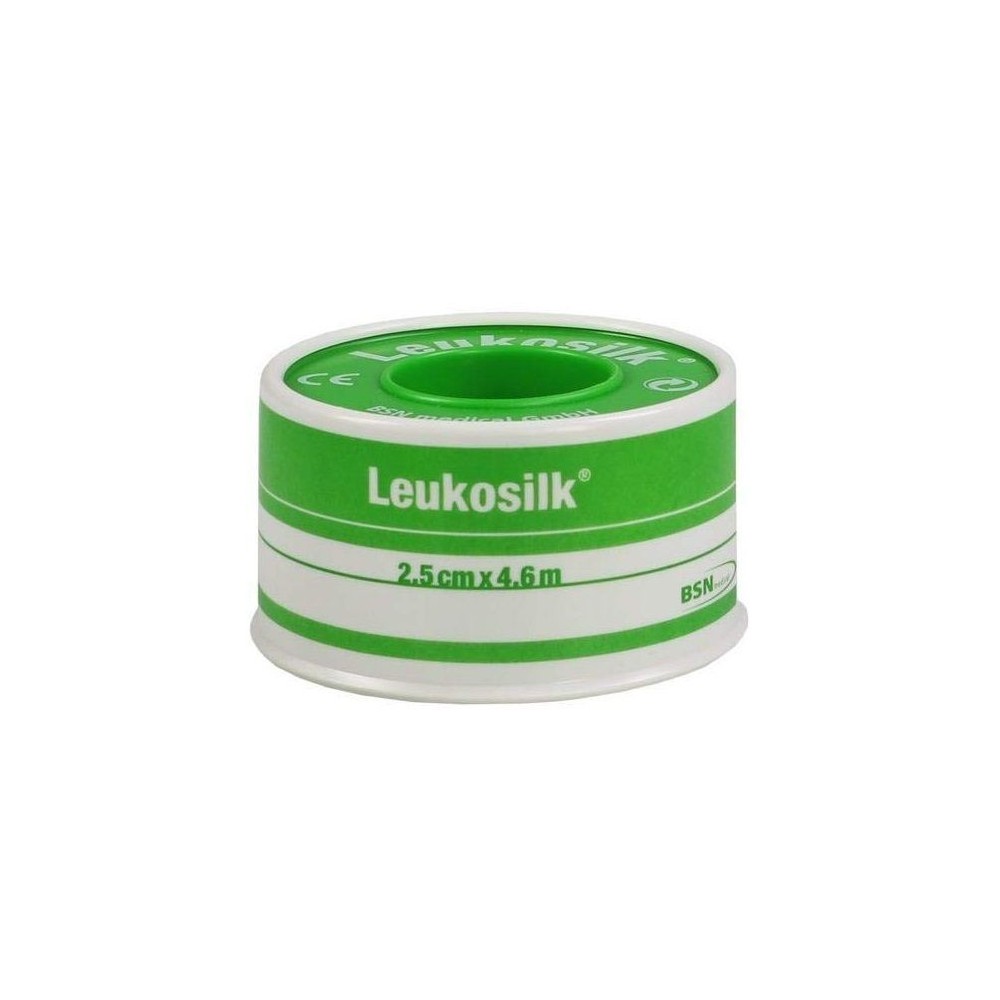 Leukosilk 4.6m x 2.5cm hypo-allergenic surgical silk tape