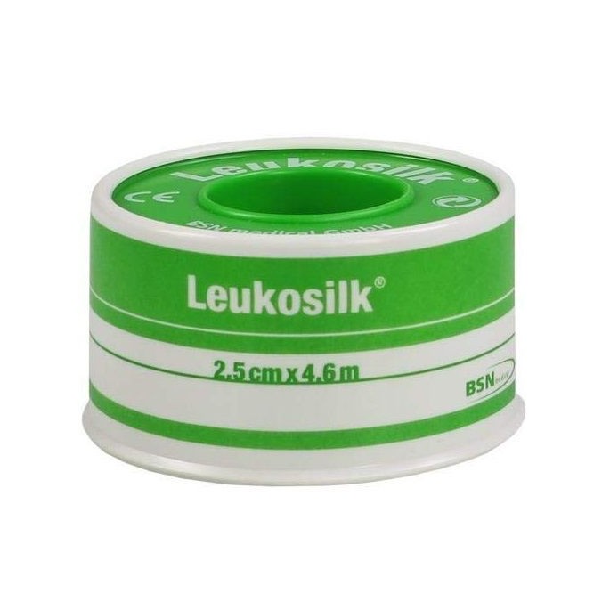 Leukosilk 4.6m x 2.5cm hypo-allergenic surgical silk tape