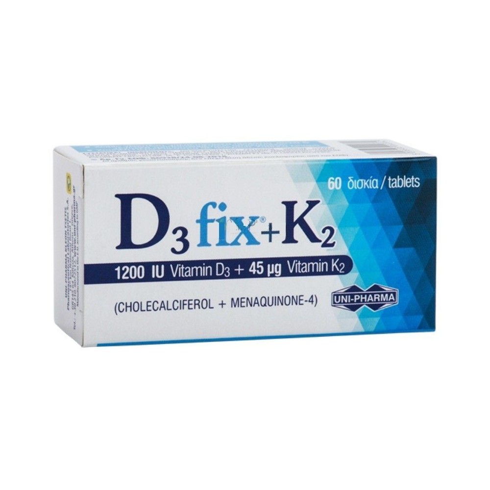 Unipharma D3 FIX 1200IU + Κ2 45mcg 60tabs