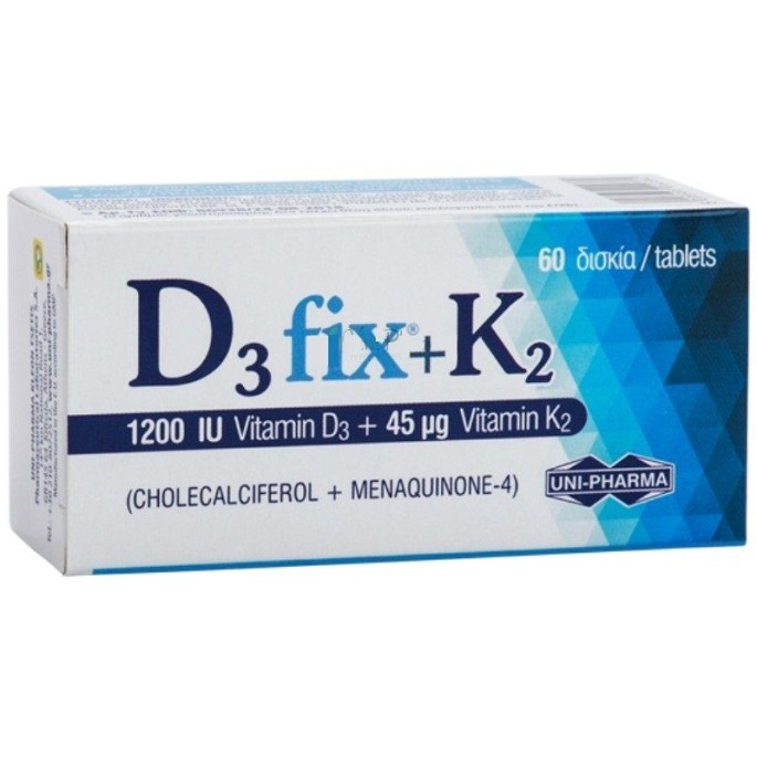 Unipharma D3 FIX 1200IU + Κ2 45mcg 60tabs