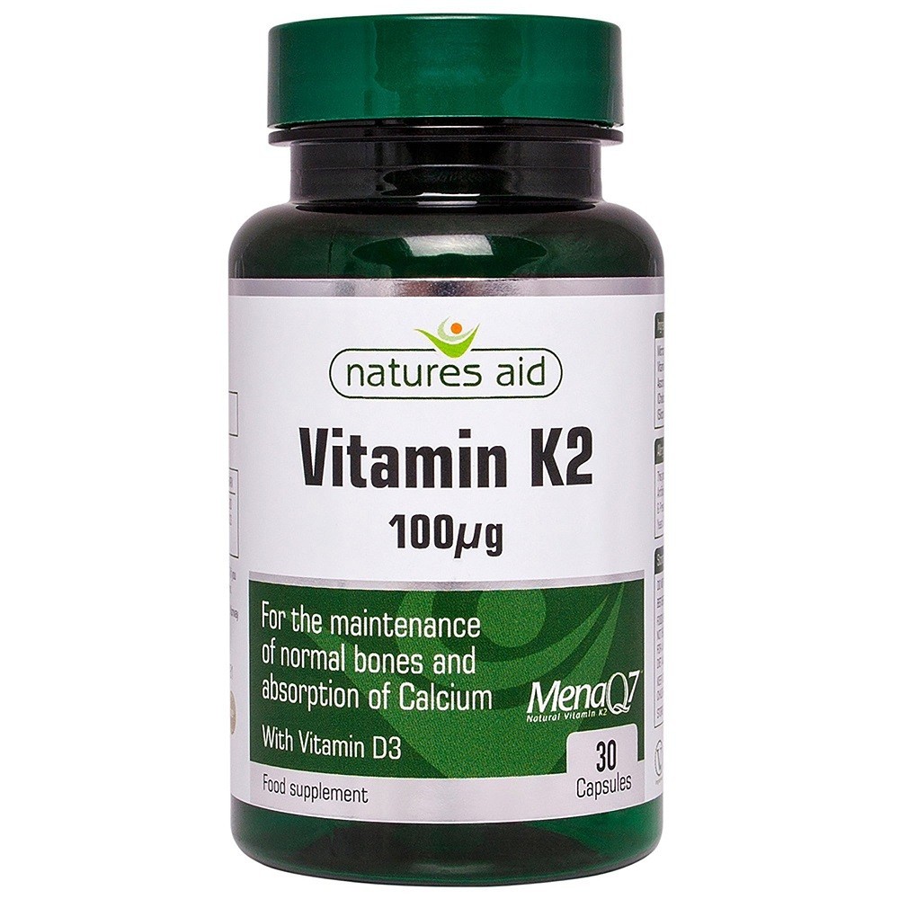 NATURES AID Vitamin K2 100μg (MenaQ7) with D3 400iu - 30vcaps