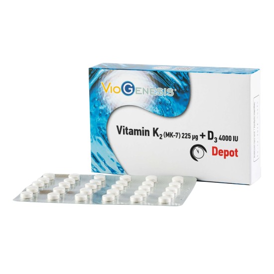 VIOGENESIS Vitamin K2 [MK-7] 225 μg + Vitamin D3 4000 IU DEPOT 60 tabs
