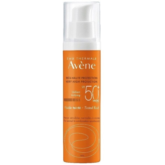 AVENE Solaire Fluid Tinted Dry Touch SPF50 Αντηλιακή Προσώπου για Κανονικό και Μικτό Δέρμα με Χρώμα - 50ml