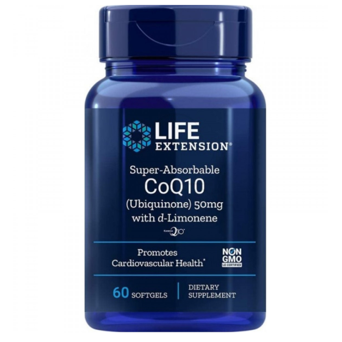 Life Extension SUPER ABSORBABLE CoQ10 50mg (Ubiquinone) W/ d-Limone...
