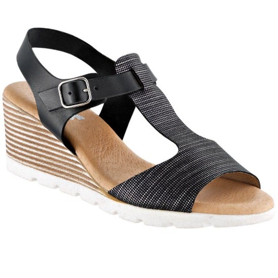 NATURELLE 714 BLACK LEATHER ANATOMIC SANDALS