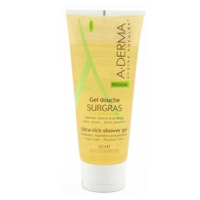 ADERMA GEL DOUCHE SURGRAS  Υγρό Αφρίζων Καθαριστικό Πρόσωπο Σώ
