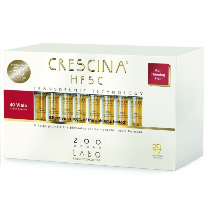 CRESCINA TRANSDERMIC HFSC 200 WOMAN 40 vials κατά της αραίωσης των μαλλιών