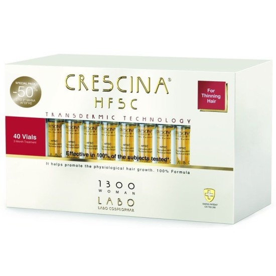 CRESCINA TRANSDERMIC HFSC 1300 WOMAN 40 vials κατά της αραίωσης των μαλλιών