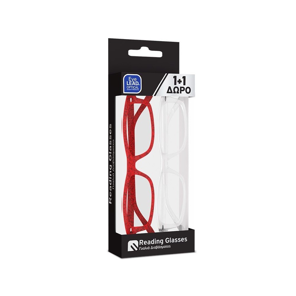 VITORGAN EYELEAD ΣΕΤ ΓΥΑΛΙΩΝ ΔΙΑΒΑΣΜΑΤΟΣ 1+1 (ΚΟΚΚΙΝΟ + ΔΙΑΦΑΝΟ)