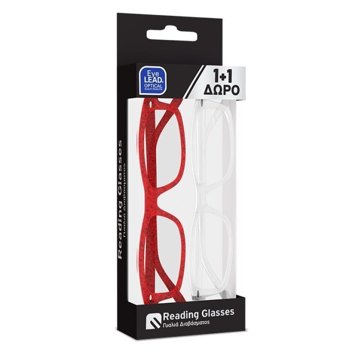 VITORGAN EYELEAD ΣΕΤ ΓΥΑΛΙΩΝ ΔΙΑΒΑΣΜΑΤΟΣ 1+1 (ΚΟΚΚΙΝΟ + ΔΙΑΦΑΝΟ)