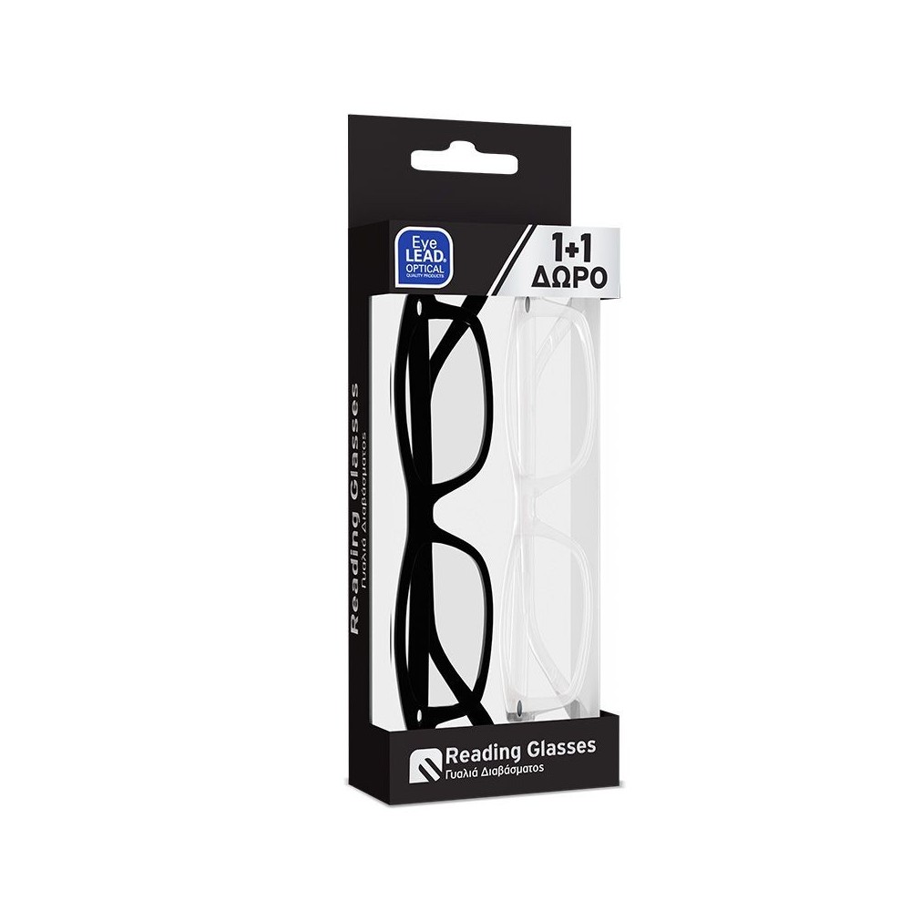 VITORGAN EYELEAD ΣΕΤ ΓΥΑΛΙΩΝ ΔΙΑΒΑΣΜΑΤΟΣ 1+1 (ΜΑΥΡΟ + ΔΙΑΦΑΝΟ)
