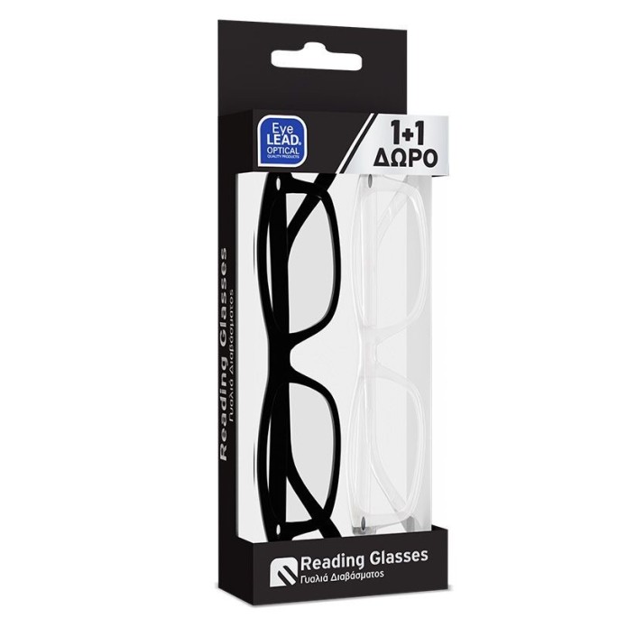 VITORGAN EYELEAD ΣΕΤ ΓΥΑΛΙΩΝ ΔΙΑΒΑΣΜΑΤΟΣ 1+1 (ΜΑΥΡΟ + ΔΙΑΦΑΝΟ)