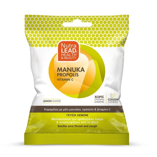 Nutralead Cough Candies Manuka Propolis Vitamin C Καραμέλες για τον Βήχα, Γεύση Λεμόνι, 40gr