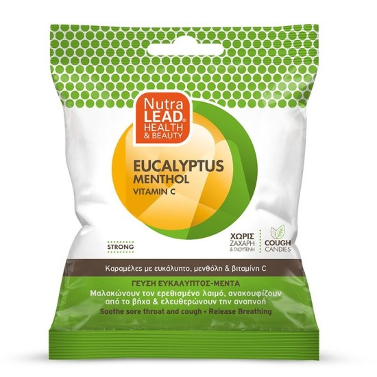 Nutralead Cough Candies Eucalyptus Menthol Vitamin C Καραμέλες για τον Βήχα με Γεύση Ευκάλυπτος Μέντα 40gr