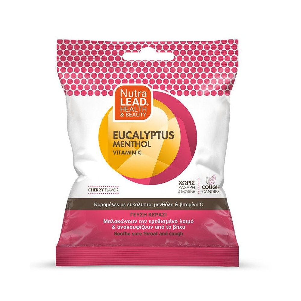Nutralead Cough Candies Eucalyptus Menthol Vitamin C Καραμέλες για τον Βήχα με Γεύση Κεράσι 40gr