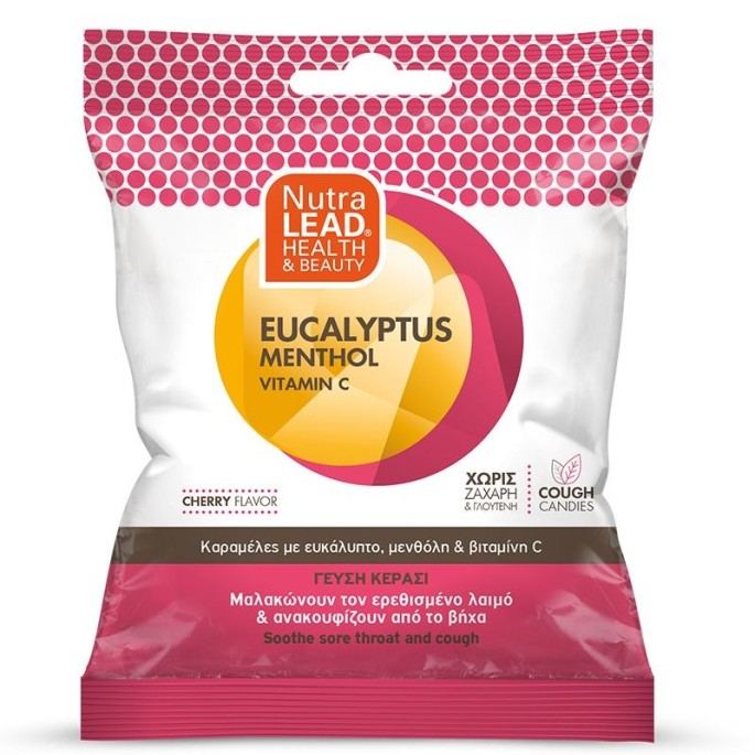 Nutralead Cough Candies Eucalyptus Menthol Vitamin C Καραμέλες για τον Βήχα με Γεύση Κεράσι 40gr