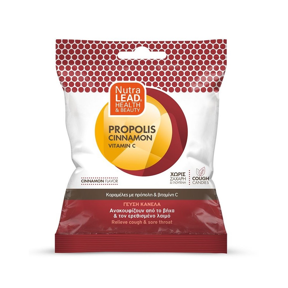 Nutralead Cough Candies Propolis Vitamin C Καραμέλες για τον Βήχα με Γεύση Κανέλα 40gr
