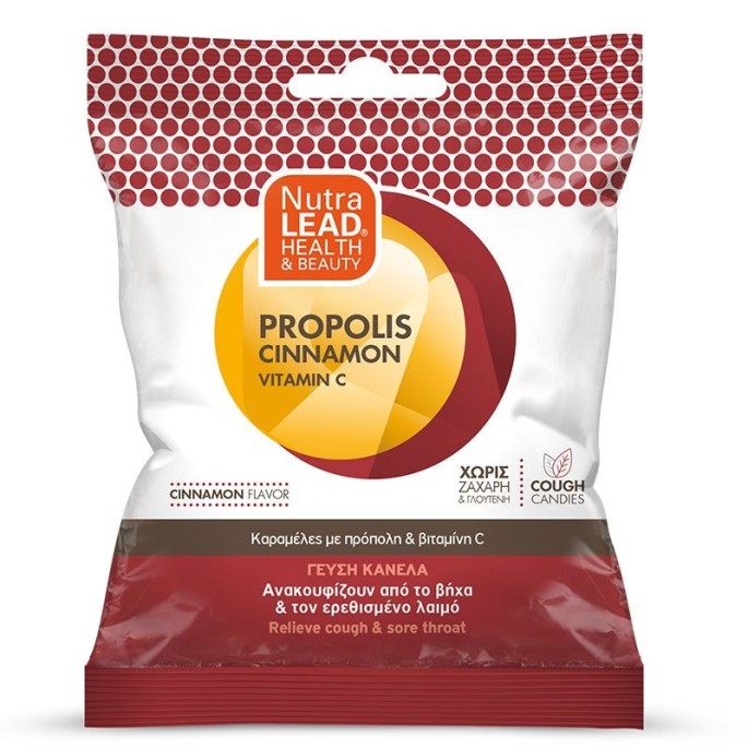 Nutralead Cough Candies Propolis Vitamin C Καραμέλες για τον Βήχα με Γεύση Κανέλα 40gr
