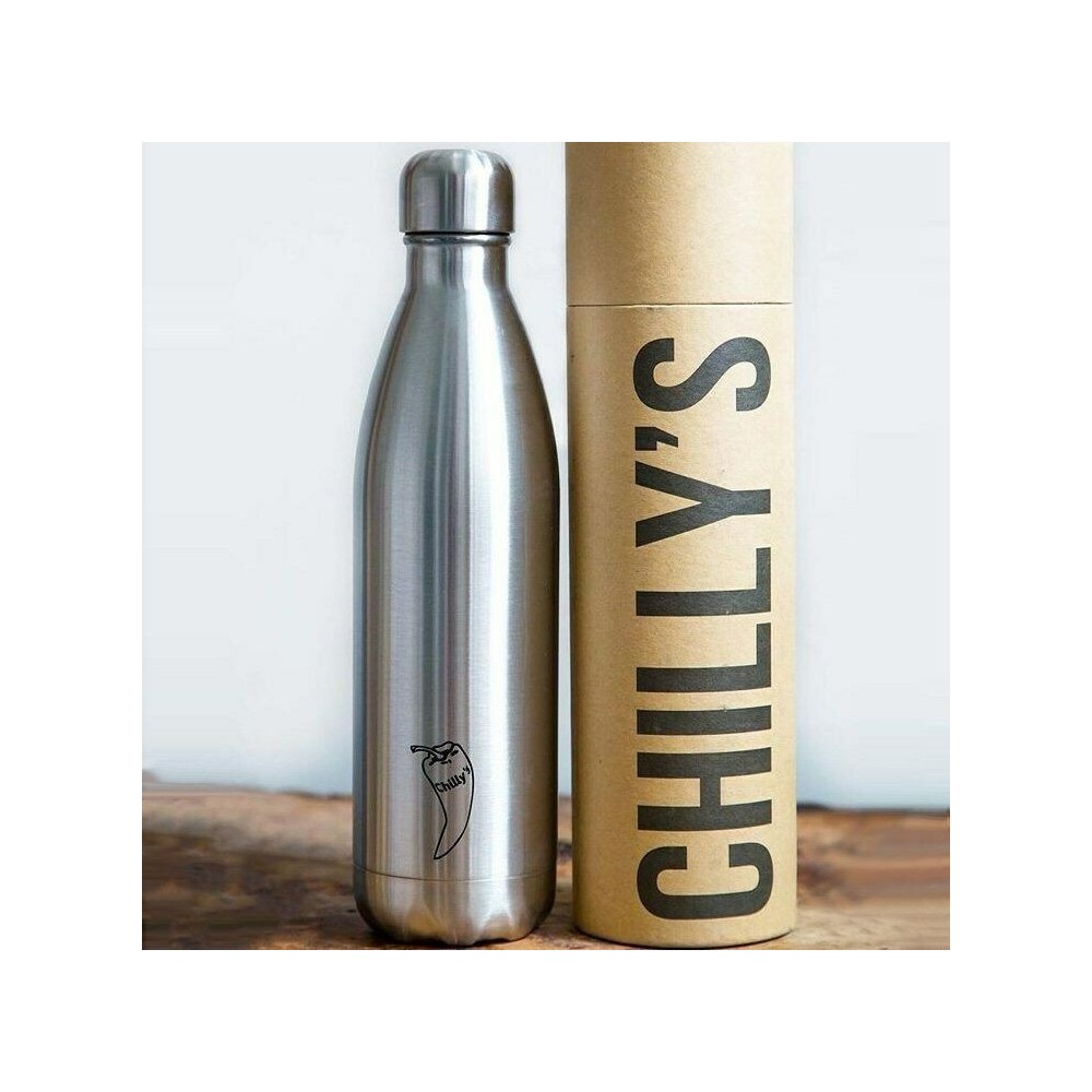 Chilly's Silver Original Stainless Steel Bottle Reusable 0.75lt