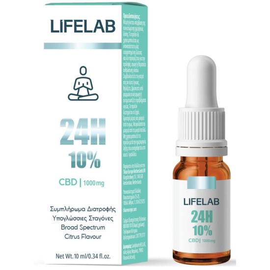 Tikun Lifelab 24h Συμπλήρωμα Κάνναβης σε Σταγόνες 1000mg με 10% CBD με Γεύση Citrus 10ml