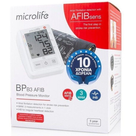 Microlife BP B3 AFIB Advanced Blood pressure monitor with stroke risk detection