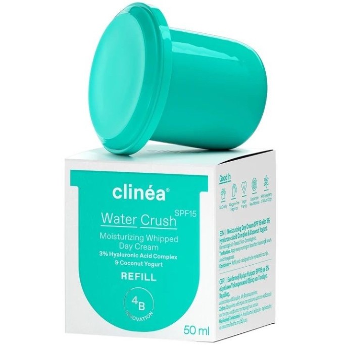 Clinéa Water Crush SPF15 Day Cream Refill Ενυδατική Κρέμα Ημέρας για Όλες τις Επιδερμίδες 50ml Ανταλλακτικό