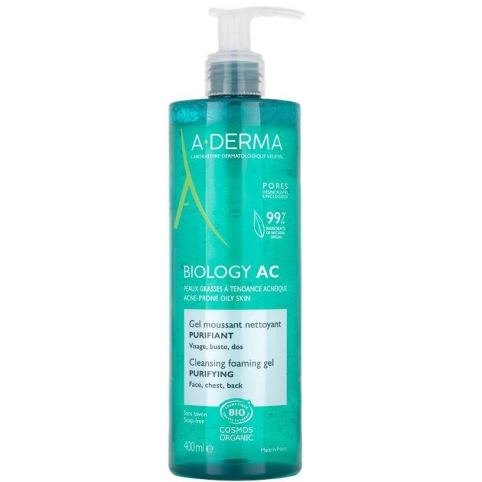 A-Derma Gel Καθαρισμού Biology Ac για Λιπαρές Επιδερμίδες 400ml