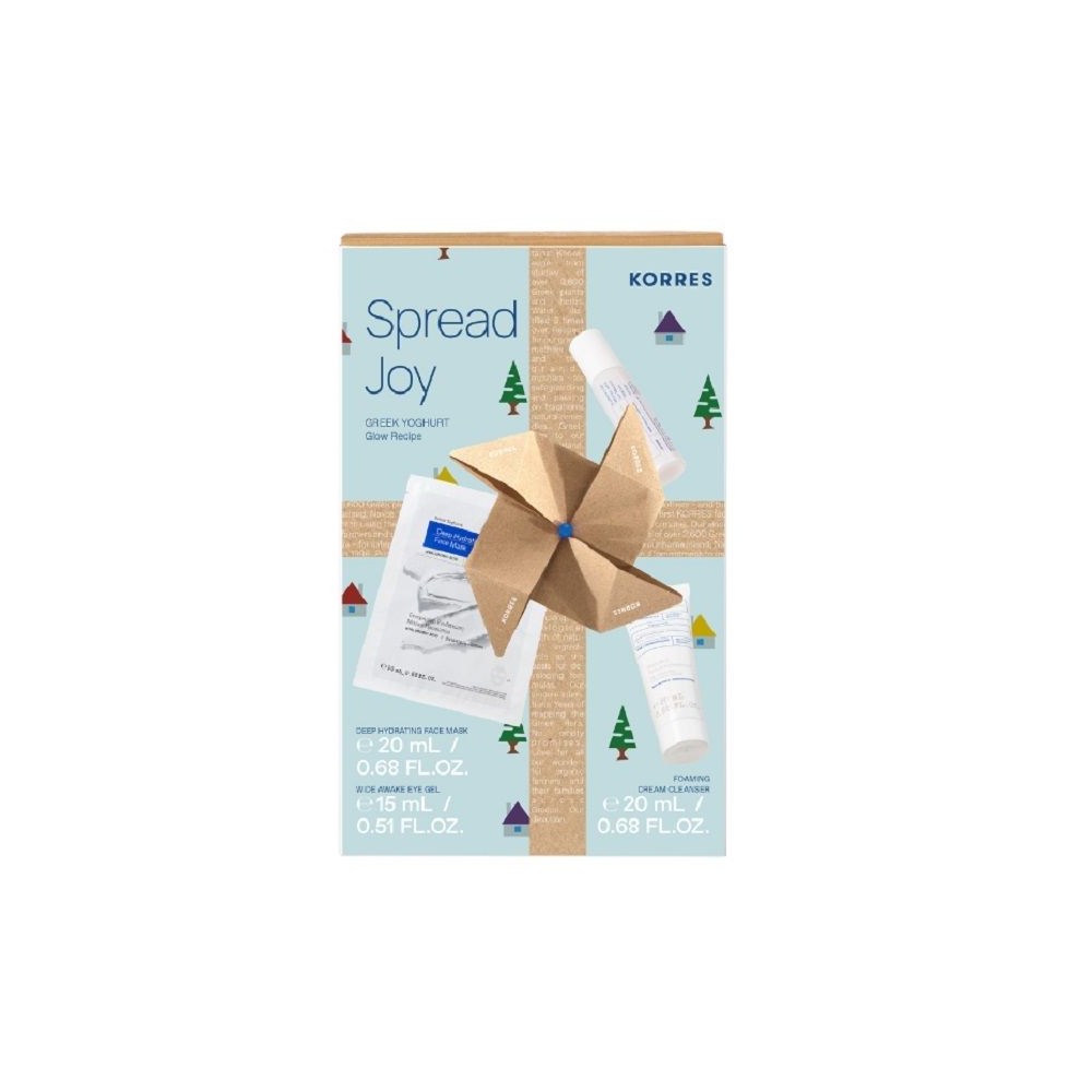 Korres Promo Spread Joy Greek Yoghurt Glow Recipe Αφρώδη Κρέμα Καθαρισμού 20ml-Ενυδατικό Gel Ματιών 15ml-Μάσκα Προσώπου, 20ml