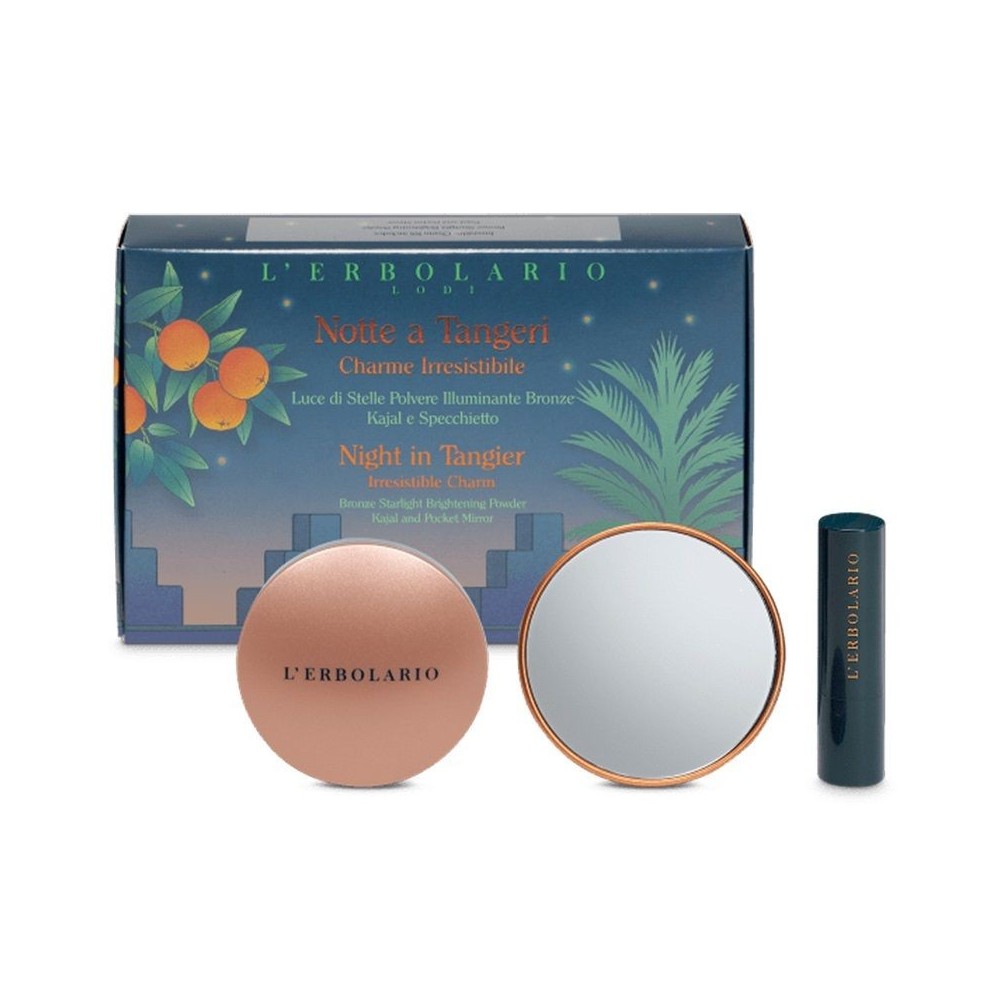 L Erbolario Notte a Tangeri Make Up Kit Bronze Shimmering Powder & Mirror & Eye Kajal