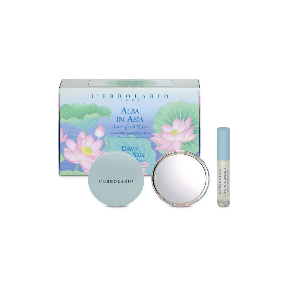 L Erbolario Alba in Asia Kit Make Up Ανοιχτόχρωμη Πούδρα Λάμψης 8.5g & Light Effect Gloss 7ml & Καθρεφτάκι