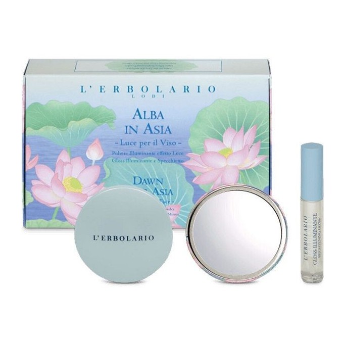 L Erbolario Alba in Asia Kit Make Up Ανοιχτόχρωμη Πούδρα Λάμψης 8.5g & Light Effect Gloss 7ml & Καθρεφτάκι