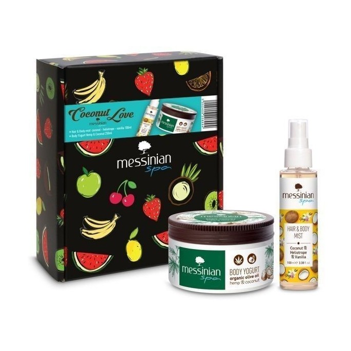 MESSINIAN SPA Promo Hair & Body Mist Coconut-Heliotrope-Vanilla 100ml & Body Yogurt Hemp & Coconut 250ml