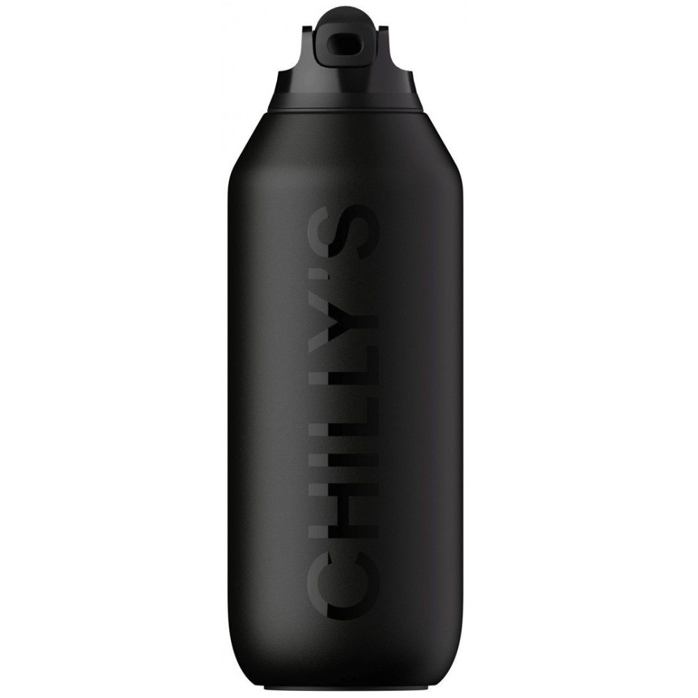 Chilly's Series 2 Sport Flip Bottle with Straw Abyss Black 500ml Reusable