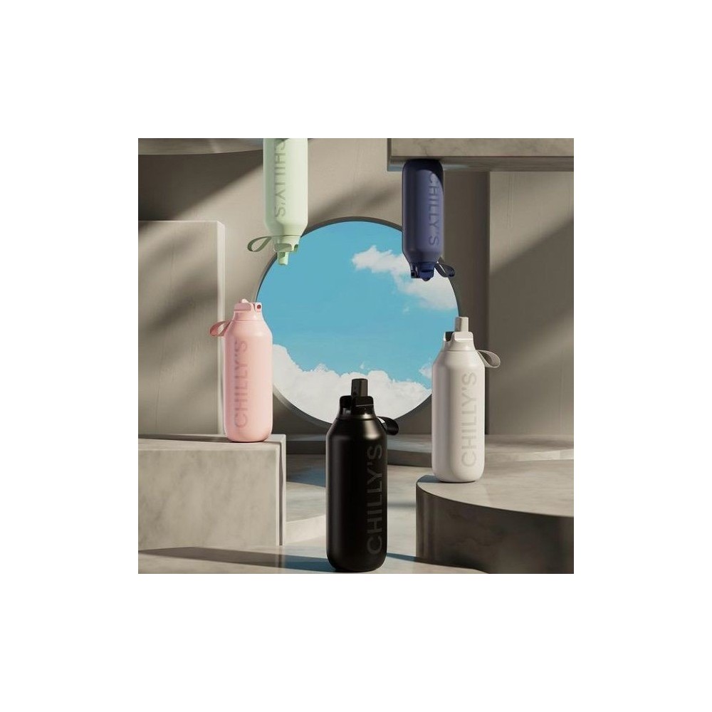 Chilly's Series 2 Sport Μπουκάλι Θερμός με Καλαμάκι Abyss Black 500ml