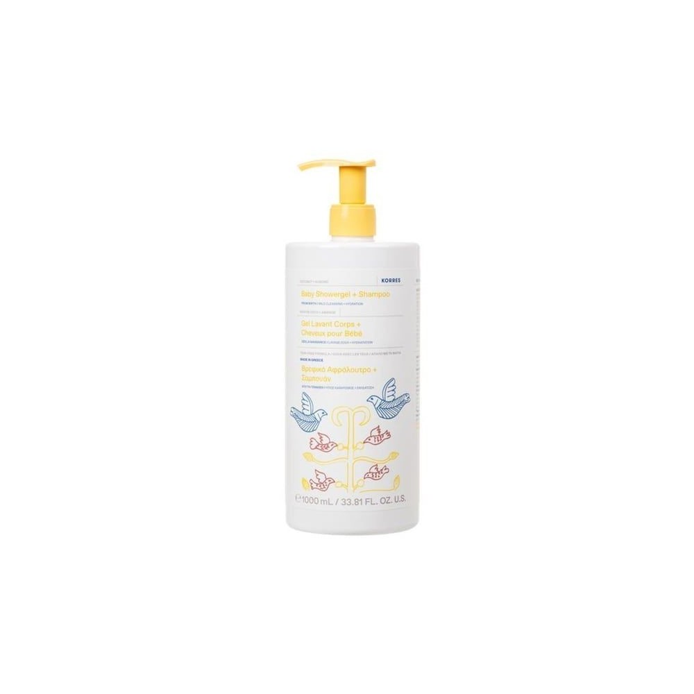 Korres Baby Showergel & Shampoo Coconut & Almond Βρεφικό Αφρόλουτρο & Σαμπουάν Kαρύδα & Αμύγδαλο, 1lt