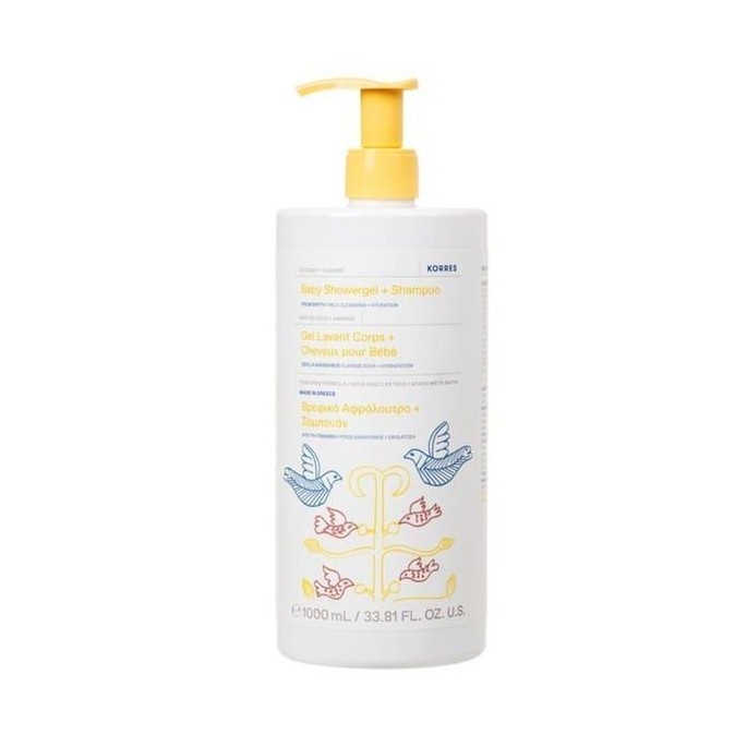 Korres Baby Showergel & Shampoo Coconut & Almond Βρεφικό Αφρόλουτρο & Σαμπουάν Kαρύδα & Αμύγδαλο, 1lt
