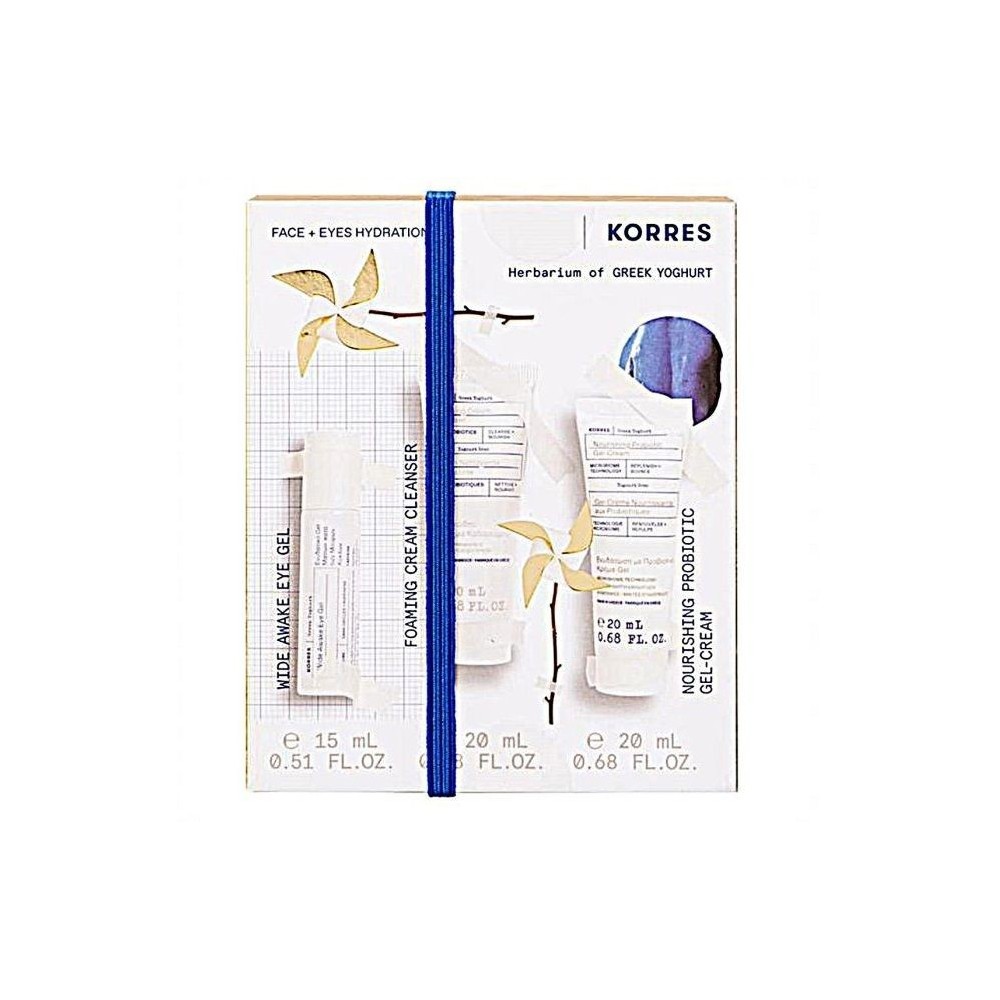 Korres Promo-Wide Awake Eye Gel 15ml-Foaming Cleanser 20ml-Nourishing Probiotic Gel 20ml