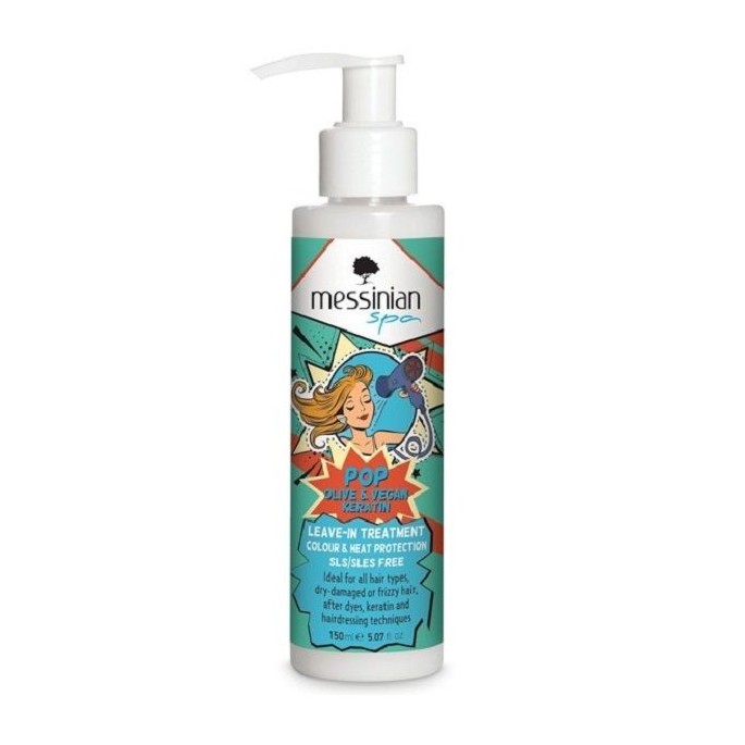 MESSINIAN SPA ΜΑΛΑΚΤΙΚΗ ΚΡΕΜΑ ΜΑΛΛΙΩΝ POP OLIVE & VEGAN KERATIN - TREATMENT COLOUR & HEAT PROTECTION - 150ML