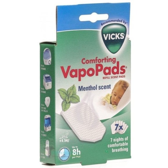 Vicks Comforting Vapo Pads Replacement Tablets (VH7) Peppermint Scent, 7 Tablets άρωμα Μέντας, 7 ταμπλέτες